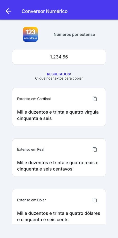 Tela de resultados do app